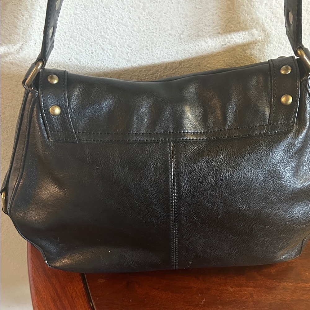 Kate Landry Black Studded Leather Shoulder Bag - Picture 2 of 9